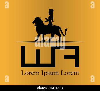 Lion and Queen Logo Design. AI 10 supported. Stock Vector