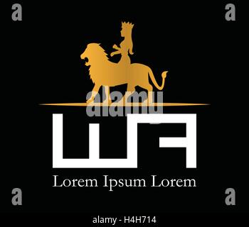 Lion and Queen Logo Design. AI 10 supported. Stock Vector