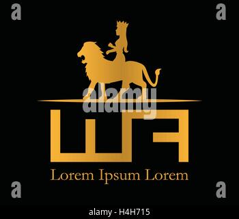 Lion and Queen Logo Design. AI 10 supported. Stock Vector
