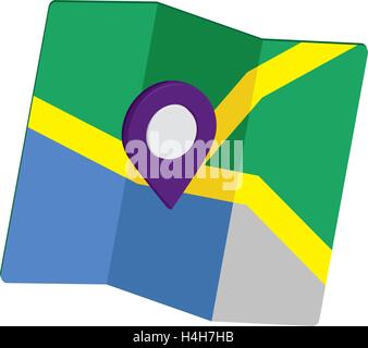 3D Pin Icon Set with Map, EPS 10 supported. Stock Vector