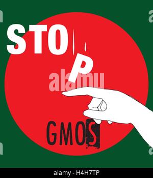Stop GMOs Concept Design, AI 10 supported. Stock Vector