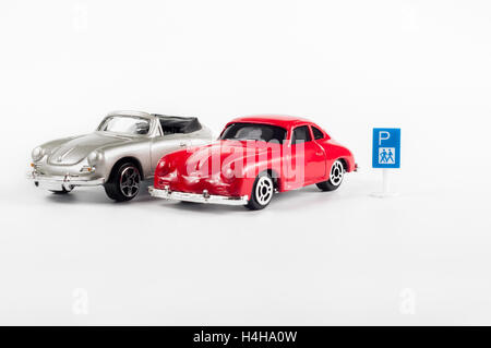 Toy cars on road Stock Photo