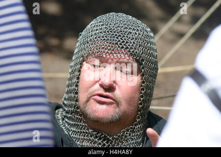 Knights Templar talking about the Order of Knights of the Hospital of Saint John of Jerusalem in Bedford, Bedfordshire, England Stock Photo