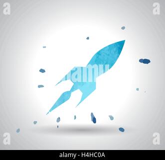 watercolor Rocket icon. Flat design style Stock Vector