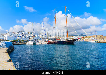 Sailing boats in Naoussa port, Paros island, Cyclades, Greece Stock Photo