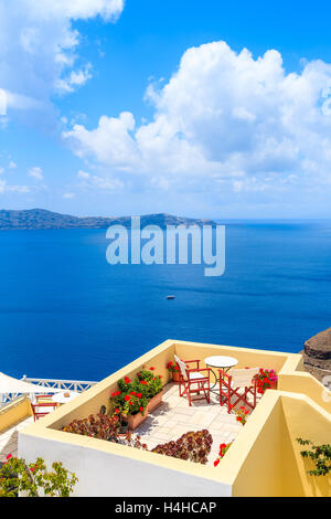 the table in santorini europe greece old restaurant chair and summer ...