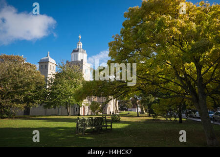 Portsmouth Cathedral basking in autumn morning light Stock Photo