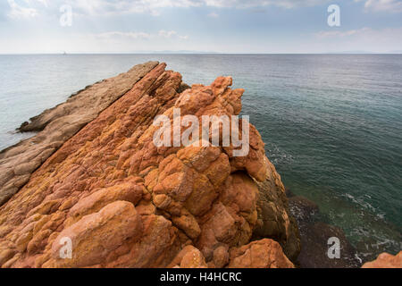 Rocks on the coast of the Aegean sea. Stock Photo