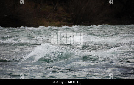 Sava River,clear and fast water with rapids and waves on it Stock Photo