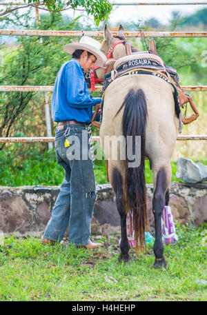 Charro participates at the 23rd International Mariachi & Charros festival in Guadalajara Mexico Stock Photo