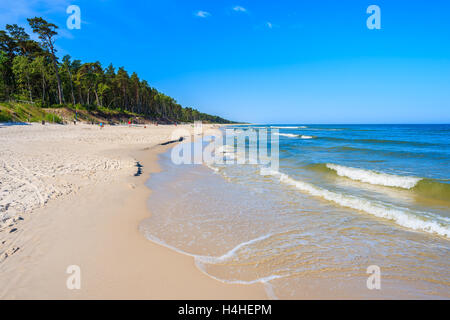 A view of white sand beach and blue Baltic Sea, Bialogora coastal village, Poland Stock Photo
