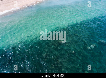 Aerial view of the Ocean on the north sore of Oahu Hawaii Stock Photo