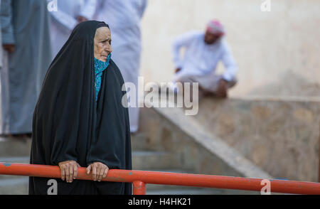 Niawa, Oman, October 13th, 2016: Old Omani lady at the market Stock Photo