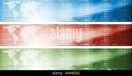 Abstract web tech headers bright design. Technology vector banners Stock Vector