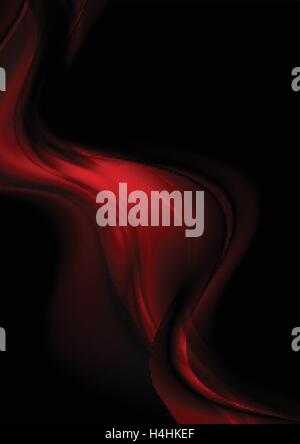 Abstract red smooth waves on black background. Vector design Stock Vector
