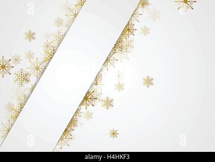 Golden glitter snowflakes Christmas corporate background. Vector greeting card design Stock Vector