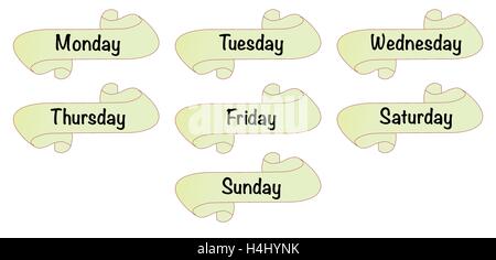 The days of the week on a scroll Stock Vector