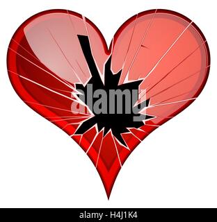 Broken hearts. Dislike, sadness, shattered, rupture, break up themes. Stock Vector