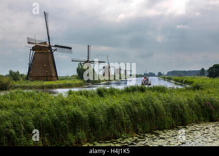Five of the 19 windmill at Kinderdijk in the Netherlands. Stock Photo