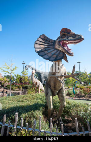 Dinosaur Adventure Golf a 70,000 sq foot dinosaur themed mini golf attraction adjacent to Clifton Hill in Niagara Falls Canada Stock Photo