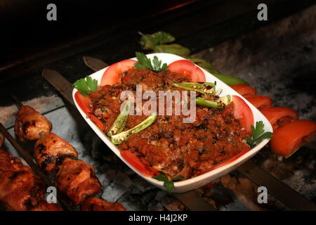 Beyti Kebab, Kofta kebab with sauce Stock Photo