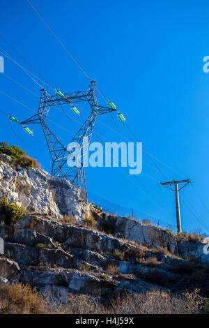 High and medium voltage lines Stock Photo
