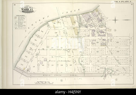 Vol. 6. Plate, F. Map bound by Newtown Creek, Charlick St., Bridgewater St., Meserole Ave., Kingsland Ave., Norman Ave. Stock Photo