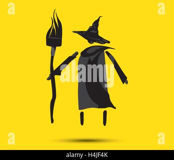 Witch and Broom COncept Design Stock Vector