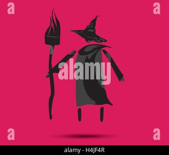 Witch and Broom COncept Design Stock Vector