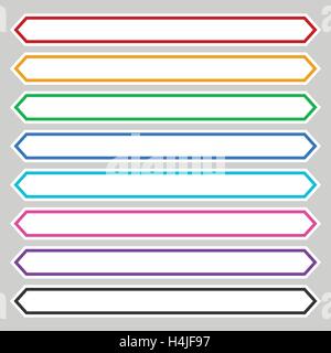 8 color octagonal button /  banner shape. Colorful button, banner, tag, label template for your message Stock Vector