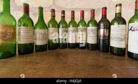 Famous wine bottles of Bordeaux & Haut Medoc Stock Photo