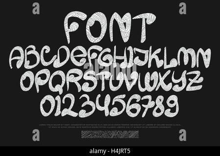 tribal style alphabet letters and numbers isolated on black background. vector African tribe font type. ethnic ornament characte Stock Vector