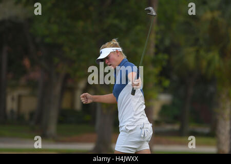 Longwood, Florida, USA. 16th Oct, 2016. Nicole Brock Larsen after winning the Symetra Tour Championship at Alaqua Country Club in Longwood, Florida on Oct. 15, 2016.ZUMA PRESS/Scott A. Miller Credit:  Scott Miller/ZUMA Wire/Alamy Live News Stock Photo