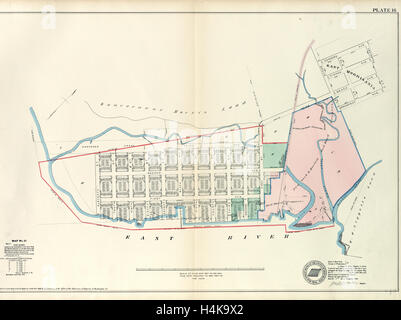 Plate 16: Map No. 17 Bounded by Third Avenue, First Street, East River and Eleventh Street, New York, USA Stock Photo