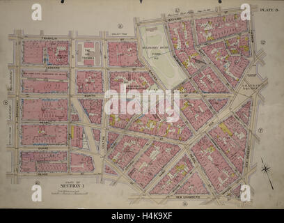 Plate 8, Part of Section 1: Bounded by Franklin Street, Bayard Street, Bowery, Chatham Square, New Bowery, Madison Street Stock Photo