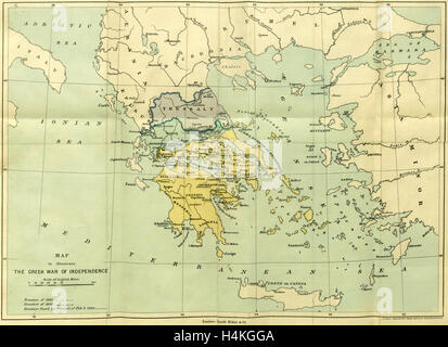 Map, the War of Greek Independence, 1821 to 1833, 19th century engraving Stock Photo