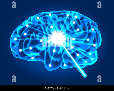 Abstract human brain activity xray (done in 3d rendering) Stock Photo