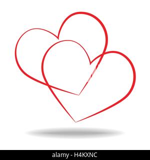 Couple love hand drawn heart vector. Stock Vector