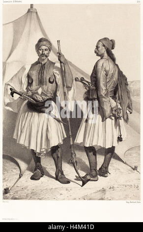 Alexandre Bida (French, 1823 - 1895), Arnautes, Égypte (Albanians, Egypt), lithograph on chine collé Stock Photo