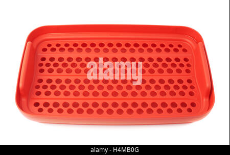 Red plastic food container isolated over the white background Stock Photo