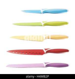 Set of steel knives isolated over the white background Stock Photo