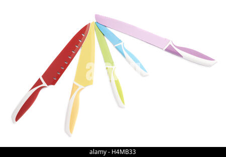 Pile of steel knives isolated over the white background Stock Photo