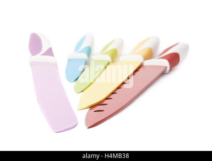 Pile of steel knives isolated over the white background Stock Photo
