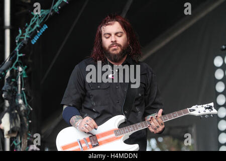 Vocalist Shaun Morgan of Seether performs at 2015 Monster Energy Aftershock Festival at Gibson Ranch County Park on October 24, 2015 in Sacramento, California. Stock Photo