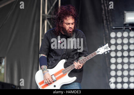 Vocalist Shaun Morgan of Seether performs at 2015 Monster Energy Aftershock Festival at Gibson Ranch County Park on October 24, 2015 in Sacramento, California. Stock Photo