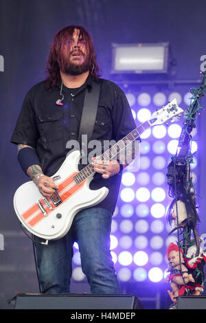 Vocalist Shaun Morgan of Seether performs at 2015 Monster Energy Aftershock Festival at Gibson Ranch County Park on October 24, 2015 in Sacramento, California. Stock Photo