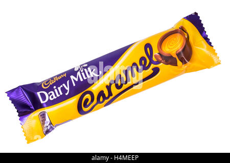 Bar of unopened Cadbury dairy milk fruit and nut chocolate in wrapper ...