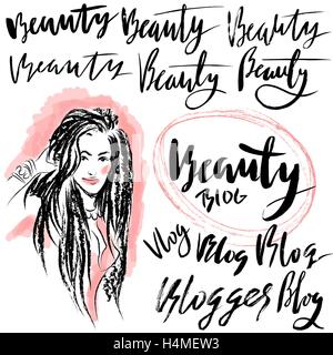 Vector illustration handmade calligraphy. Text beauty blog for of social media content Stock Vector