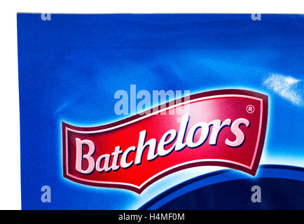 LONDON, UK - OCTOBER 13TH 2016: A close-up shot of the Batchelors logo on one of their food products, on 13th October 2016. Stock Photo