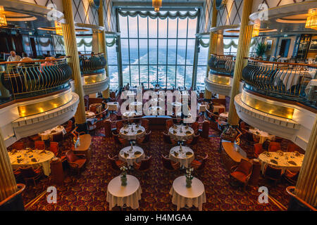 Inside the dining room at the MS Color Magic. A cruiseferry owned and operated by the Norway-based shipping company Color Line Stock Photo